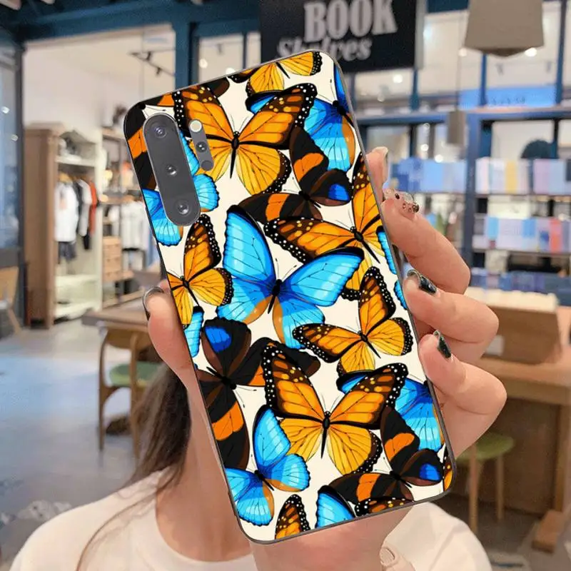 Синий чехол-бабочка для телефона Samsung Note 7 8 9 10 pro Galaxy J7 J8 J6 Plus 2018 Prime | Мобильные