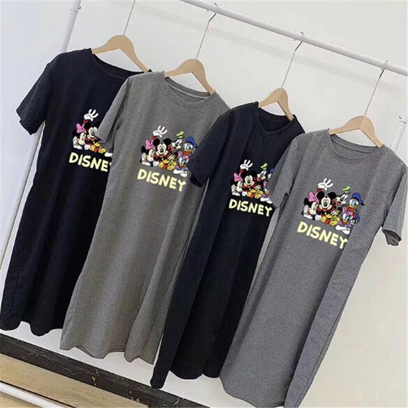 DISNEY Микки Минни Дональд Дамское Платье утка мультяшная футболка с коротким