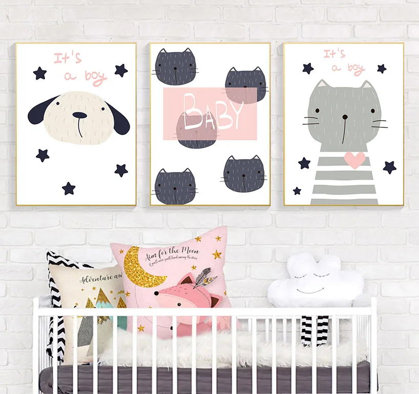 Детский Настенный художественный холст постер с рисунком минималистичный