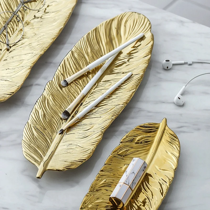 Тарелка для хранения в форме золотого листа керамическая тарелка закуски