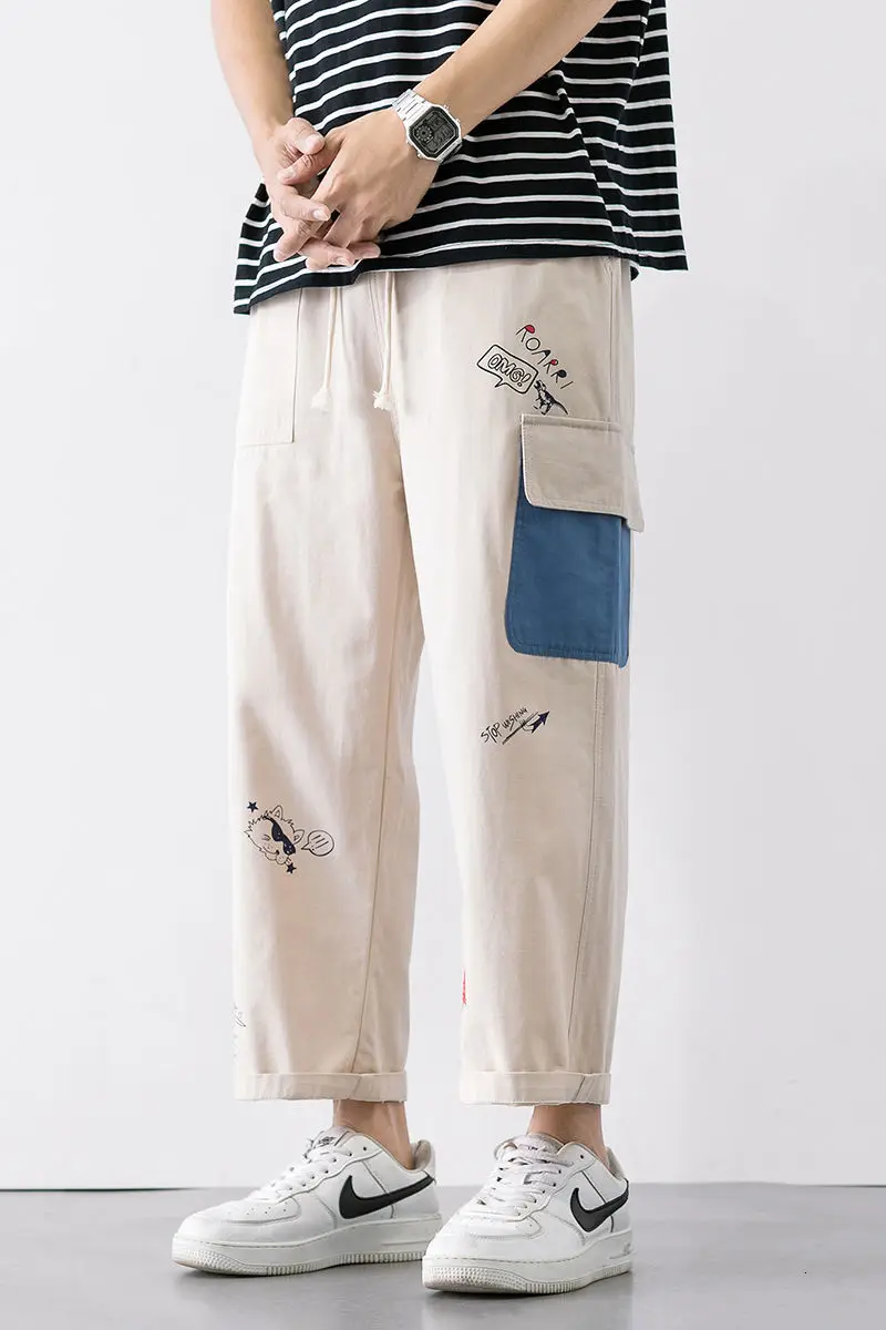 

Privathinker Funny Printed Men Harem Pants Korean Men's Casual Straight Pants Streetwear Man Loose Pants Trousers