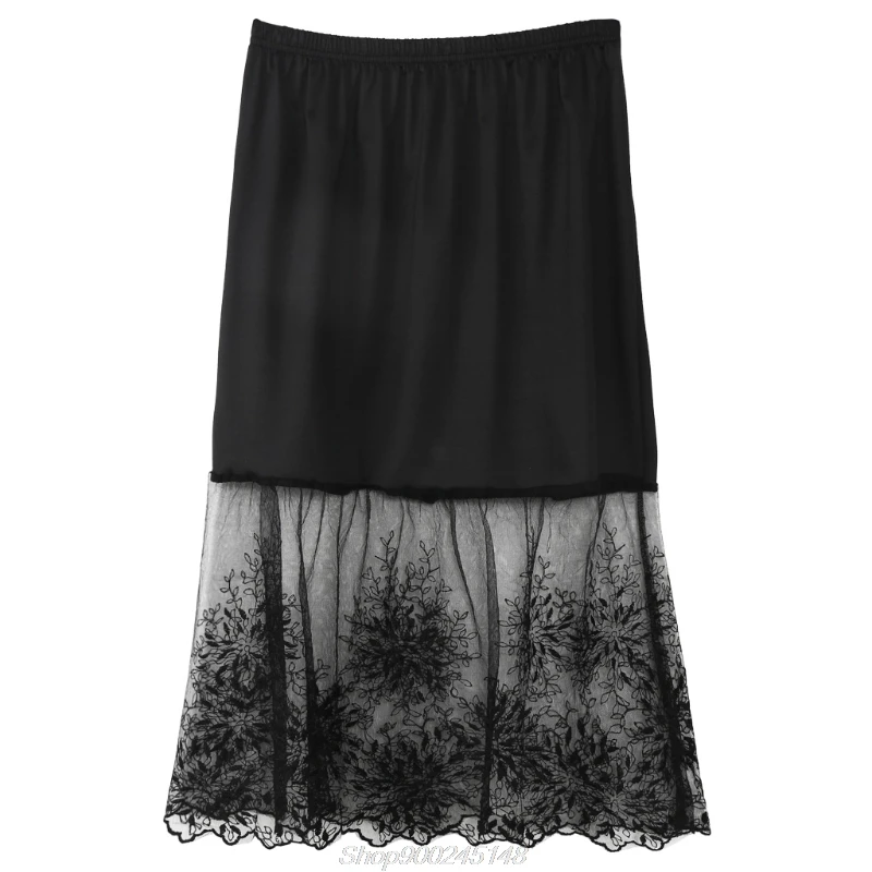 Кружевные юбки средней длины с эластичной резинкой на талии Трапециевидная
