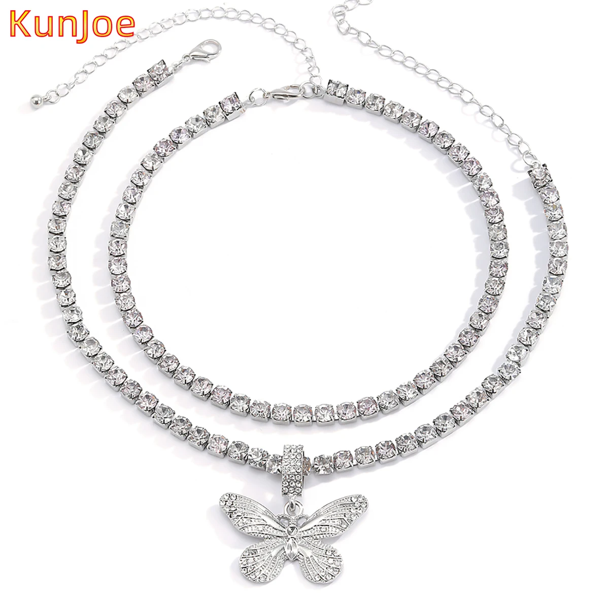 KunJoe Summer Female Elegant Crystal Butterfly Pendant Necklace Hip Hop Rock Bling Chokers Cuban Link Chain Charm Women Jewelry
KunJoe Summer Female Elegant Crystal Butterfly Pendant Necklace Hip Hop Rock Bling Chokers Cuban Link Chain Charm Women Jewelry