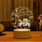 Акрилосветодиодный Светодиодная настольная лампа Love 3D, светильник в форме сердца, кролика, медведя, розы, пасхальное свадебное украшение, подарок подругежене на День святого Валентина