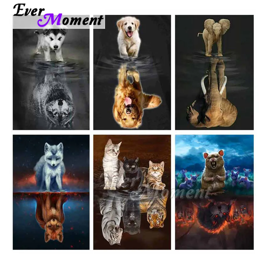 Когда нибудь момент алмазов картина ручной работы животных воды отражение камни