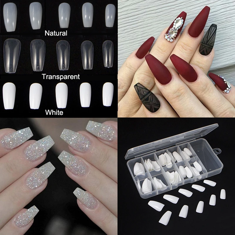 100 шт./кор. накладные ногти балерины из акрила для французского маникюра Неил арта