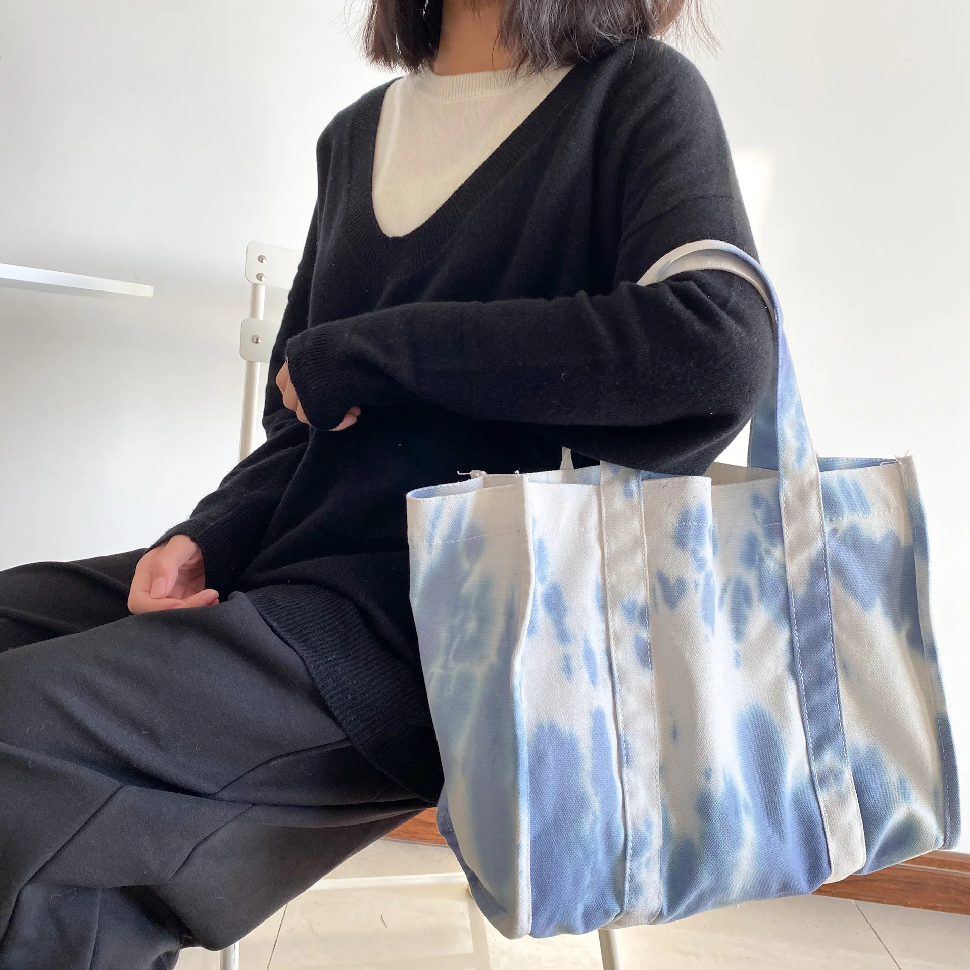 

Новая Холщовая Сумка для покупок 2021, вместительная обычная сумка-тоут, модная женская сумка через плечо с цветным принтом, простые сумки