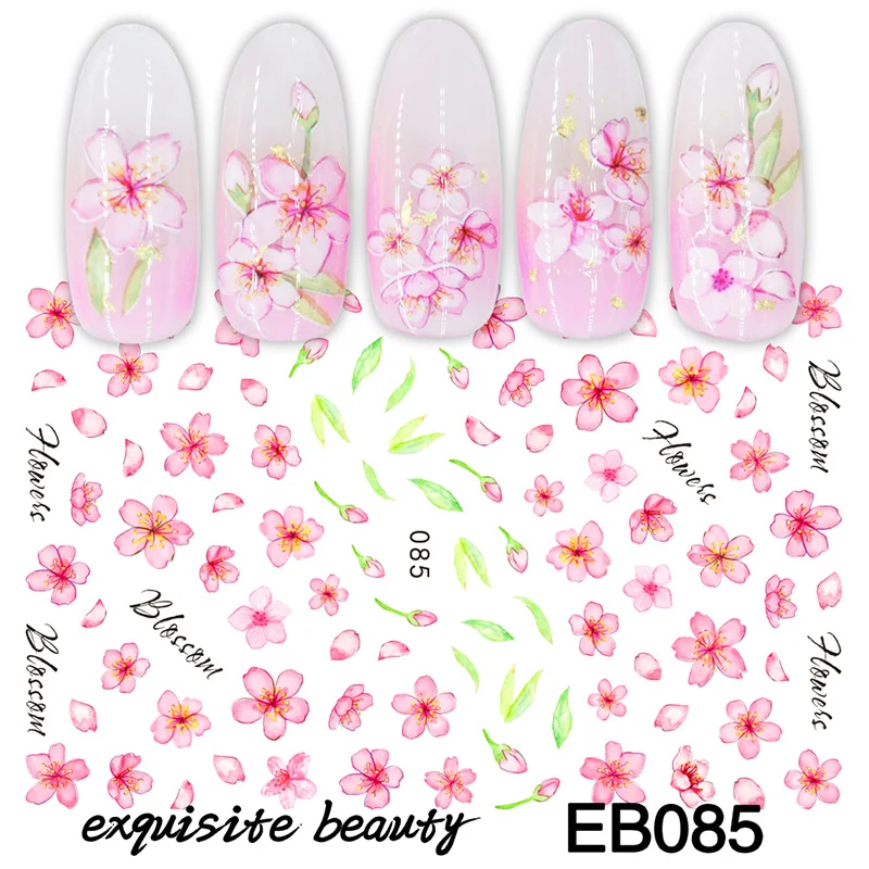 

3D Sticker for Nails Peach Blossom Nail Sticker Foil Adhesive Beautiful Flower Decals Nail Art Decorations Manicure Accessories