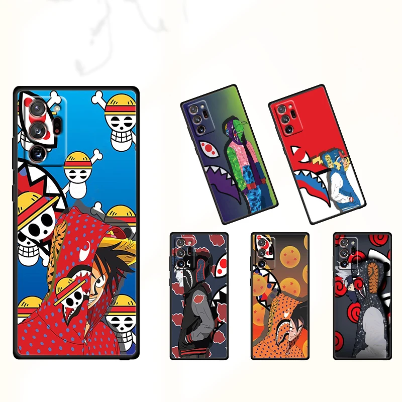 

Japanese shark fashion For Samsung Note 20 Ultra 10 9 8 M52 M32 F52 F22 M01 4G 5G Fundas Silicone Black Phone Case Coque