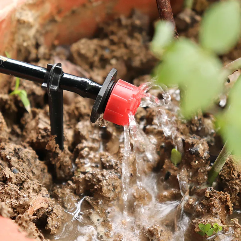 

100Pcs Dripper Micro Drip Irrigation Watering Adjustable Anti-Clogging Potted plants Emitter 1/4'' Hood Button Garden Supplies
