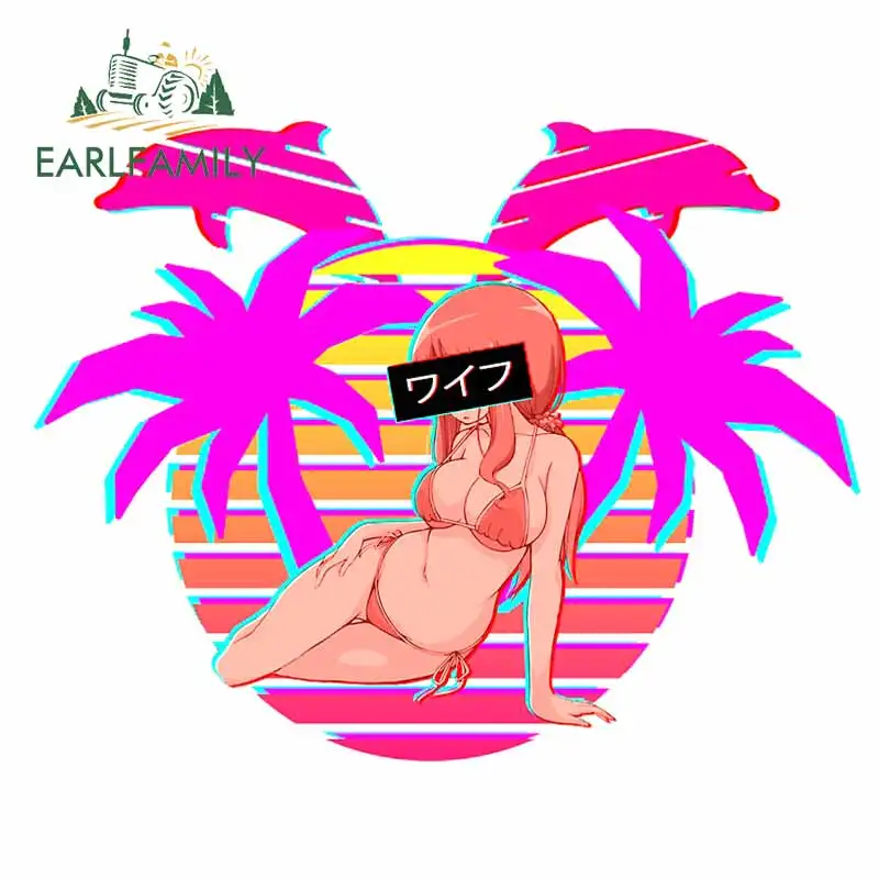 

EARLFAMILY, 13 см x 10,5 см для лета, веселая Паровая волна, солнцезащитные автомобильные наклейки, протектор двери автомобиля, наклейка, водонепрони...