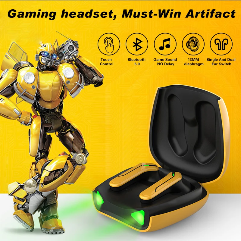 

TWS Wireless Earphones No Delay Bluetooth Gaming Headset Headphone 300mAh Strong Stereo Earpiece Hifi Earbuds Noise Reduction