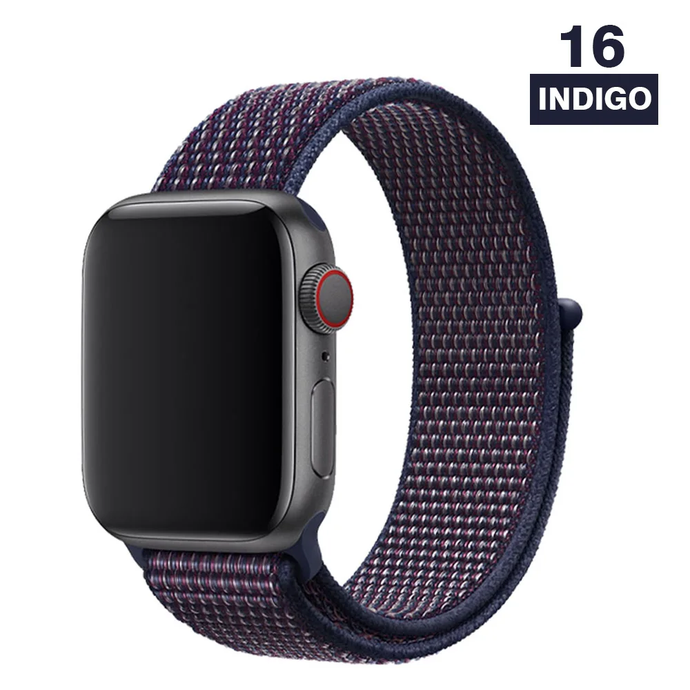 Ремешок для часов Apple серии 4/3/2/1 38 мм 42 мм нейлон дышащий мягкий сменный спортивный ремешок для iwatch, версия series 5 40 мм 44 мм - Цвет ремешка: Indigo