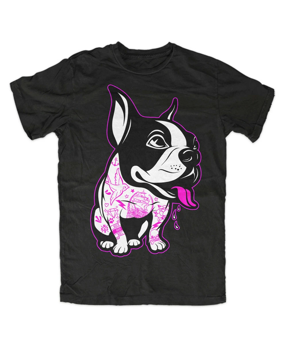Футболка с татуировкой французского бульдога Frenchi Dog Love Tattoo Street Fashion Ink Tee