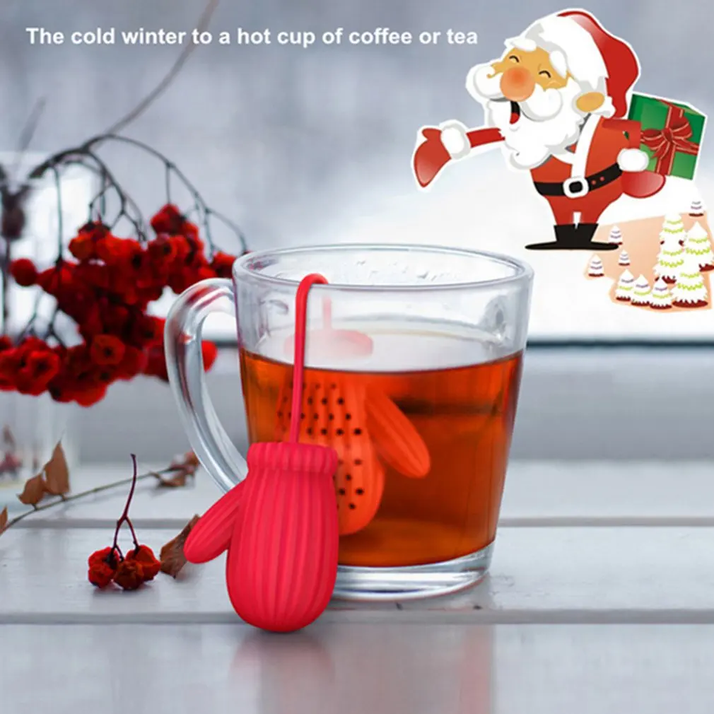 Милая Рождественская перчатка Санта-Клауса в форме чайного шарик для заварки