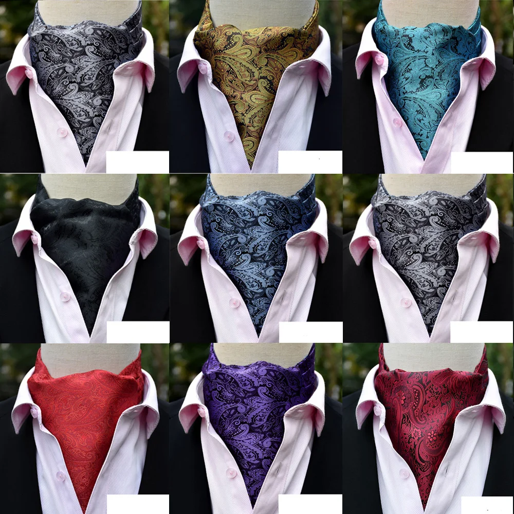 Мужской Галстук Пейсли жаккард узор галстук Аскот шарфы свадьба Вечеринка