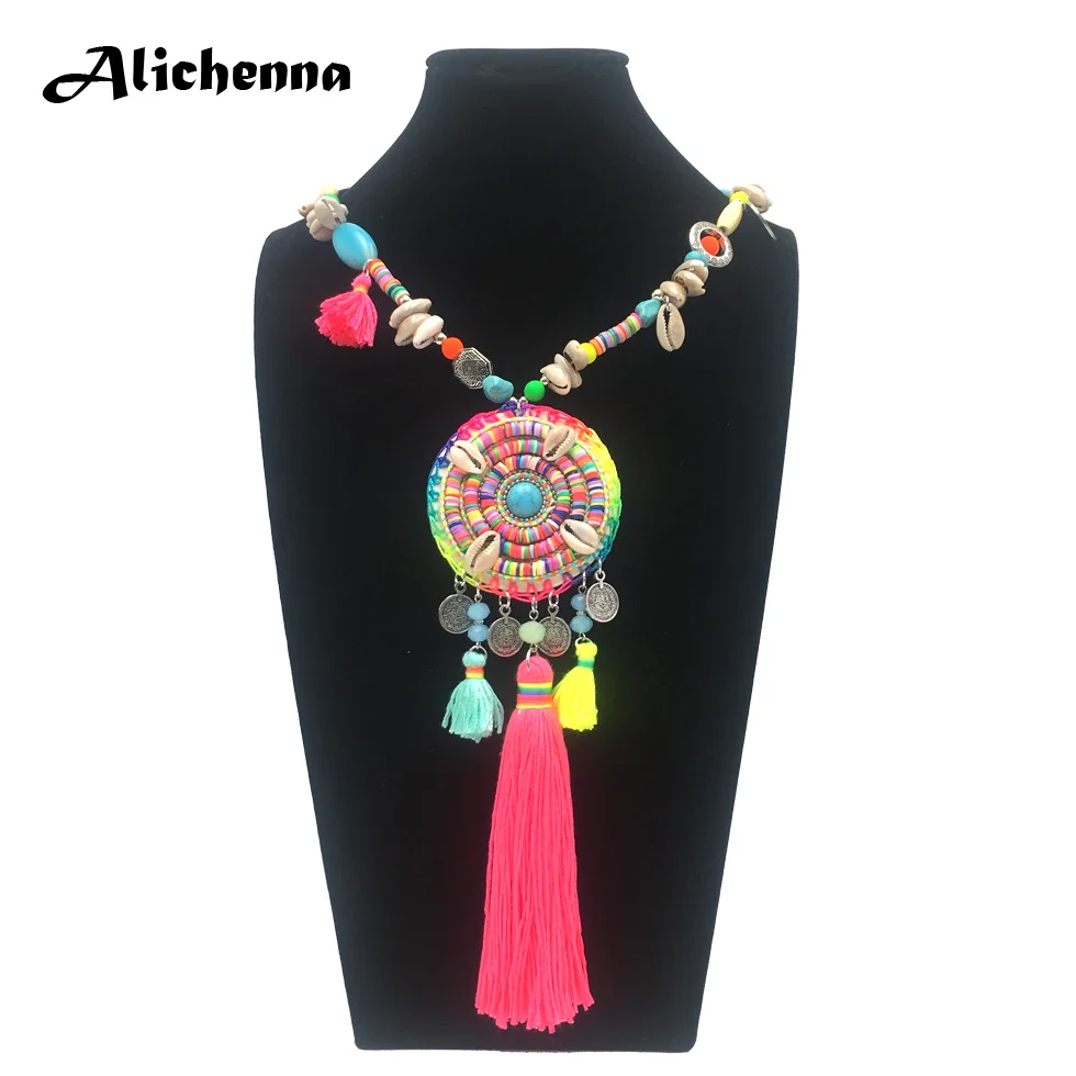 Лидер продаж женское длинное ожерелье в богемном стиле винтажное панк с цветными