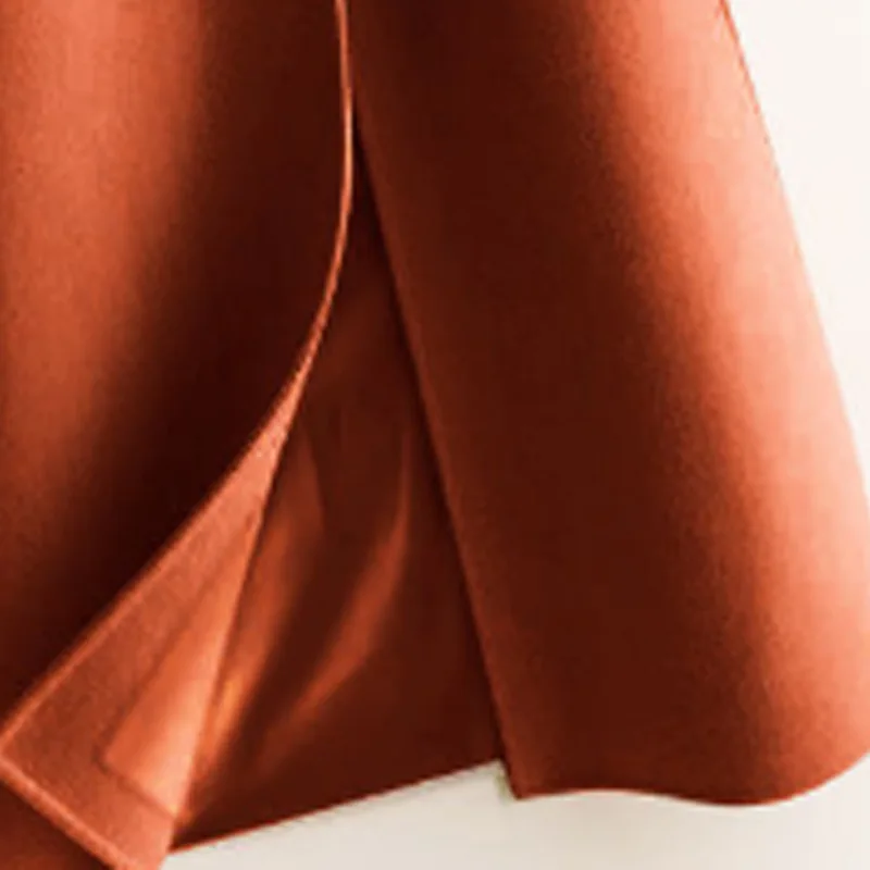 Женское шерстяное пальто средней длины однобортное приталенное в Корейском