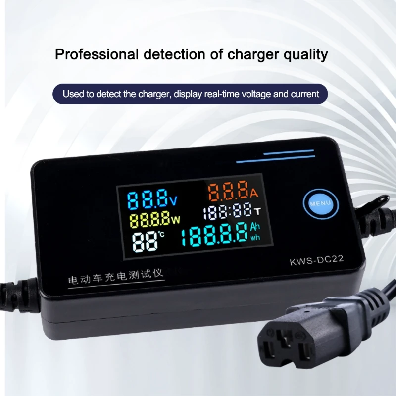 

4-120V Electric Motorcycle Charger Detector Voltage Current Meausre Battery Tester with Real-time Display Colored Screen