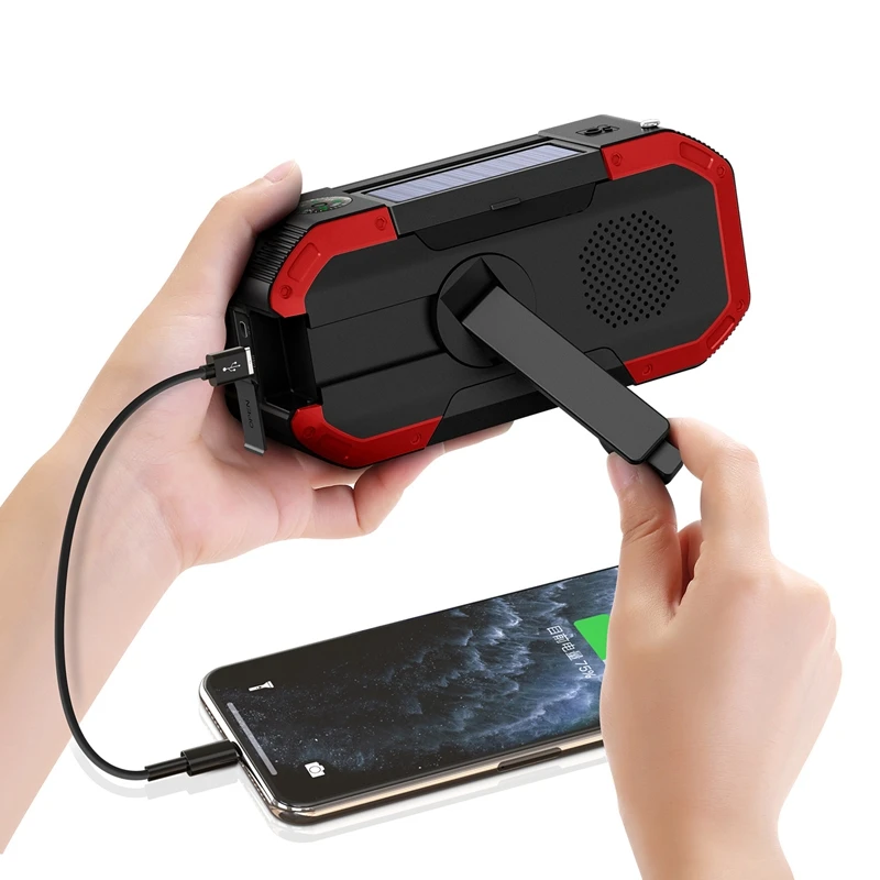 

PX6 Waterproof Hand Crank Solar Radio Multifunction Emergency Bluetooth Speaker Support SOS Alarm AM/FM NOAA