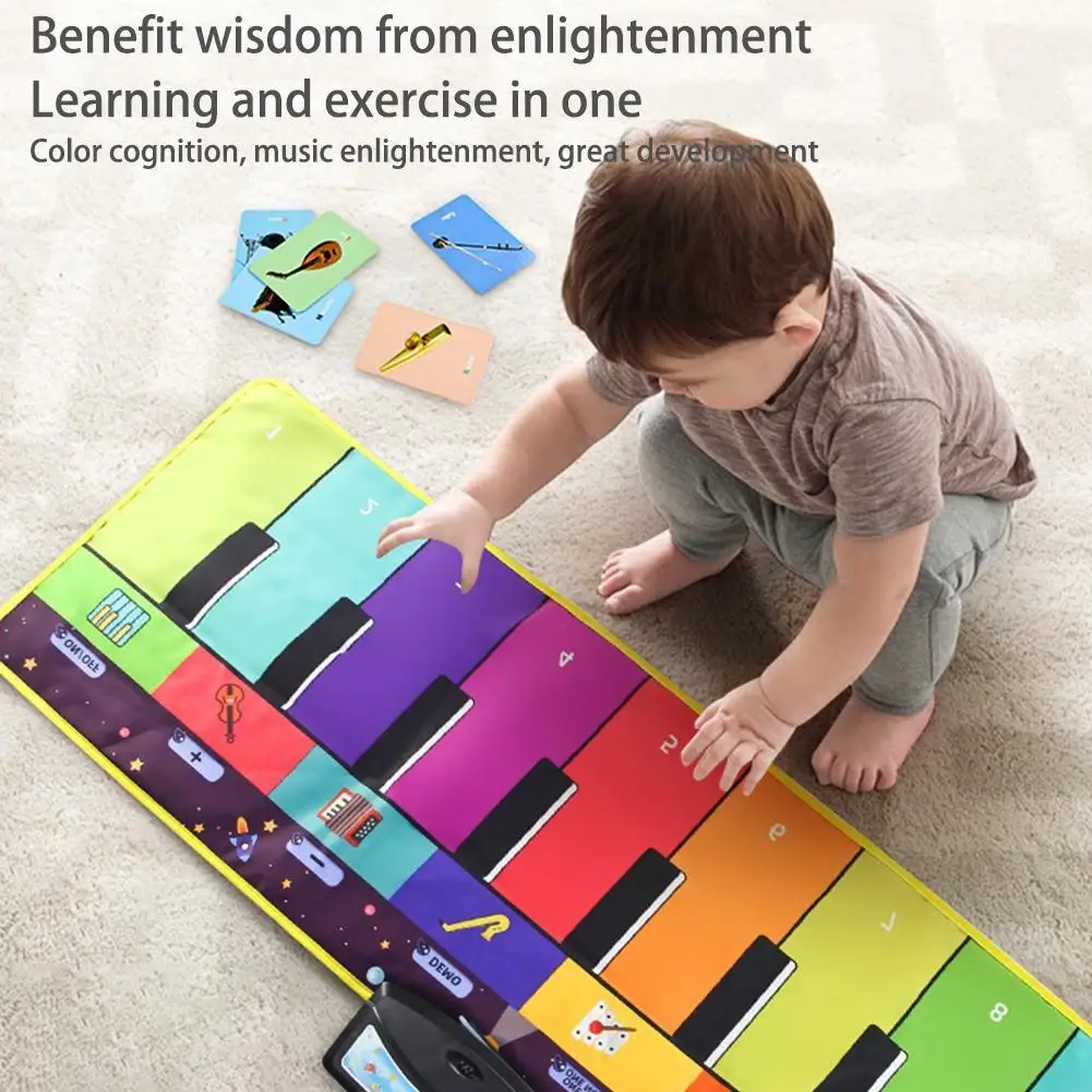 

110x36cm Children's Color Music Piano Blanket 8 Kinds Of Musical Instruments Pedal Dancing Piano Blanket Sound Crawling Baby Mat