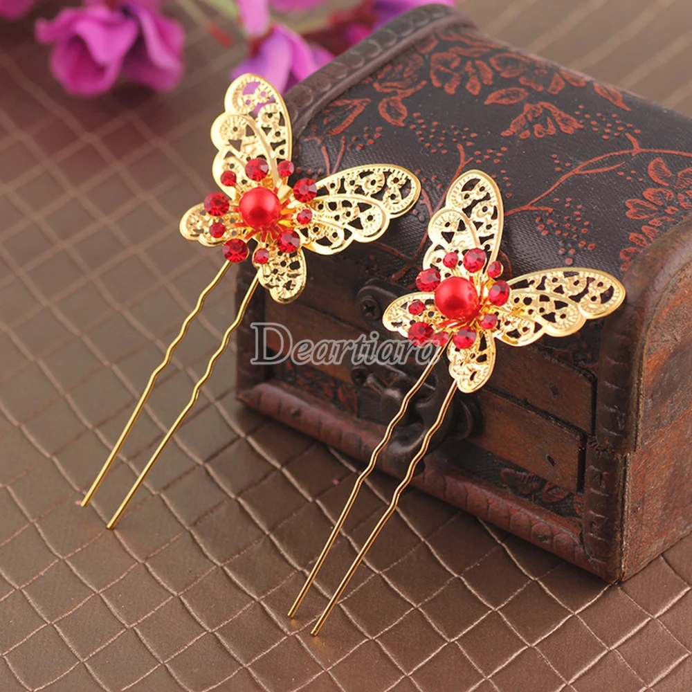 1 шт. головной убор с жемчужинами в форме бабочки для невесты u-образный заколка