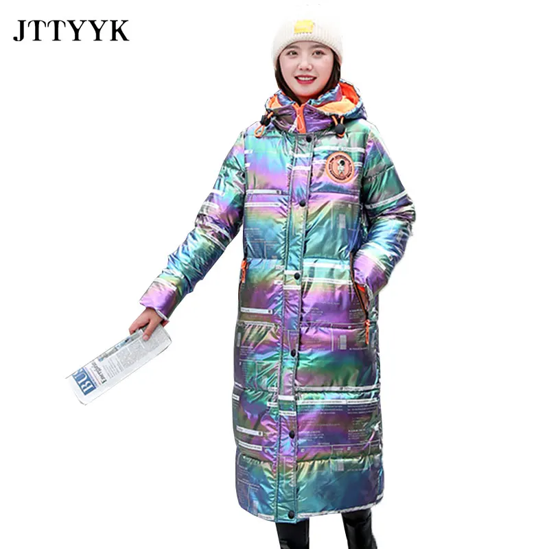 

Snow Clothing Oversize Winter Down Jacket Women Parkas Mujer Thick Harajuku Print Hooded Padded Coat Female Long Puffer Jackets