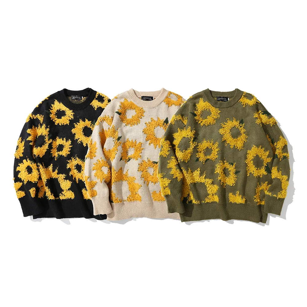 

Japanese Harajuku Couple Sweaters Printed Patchwork Color Men's Sweaters Streetwear Autumn Warm Knitted Wear Oversized Pullover