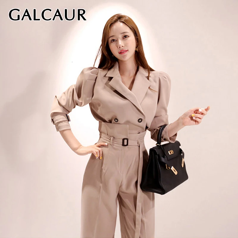 Женский комплект из двух предметов GALCAUR элегантный блейзер с длинными рукавами и высокой талией в Корейском