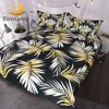 BlessLiving Palm Tree Bedding Modern Black White Gold Duvet Cover 3 Piece Elegant and Chic Tropical Bedspread for Girls Women 1