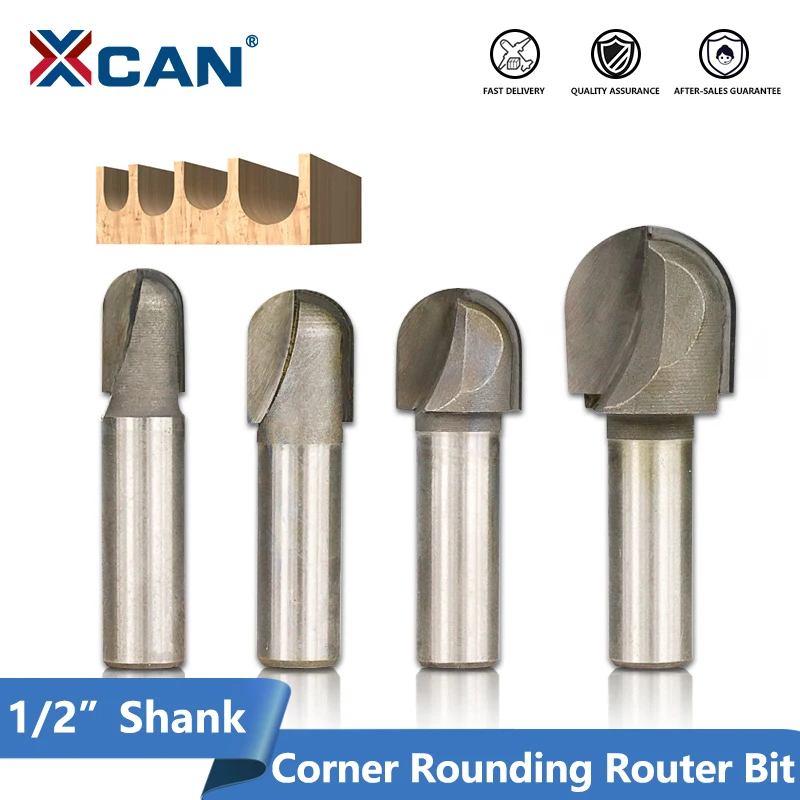 НАБОР КОНЦЕВЫХ ФРЕЗ XCAN комплект из 4 круглых насадок с хвостовиком 1/2 дюйма