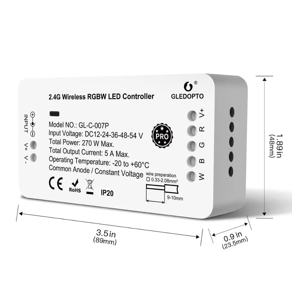 GLEDOPTO ZigBee 3.0 Pro RGBW LED Light Strip Controller Compatible With Alexa Echo Plus SmartThings RF Remote APP Voice Control |