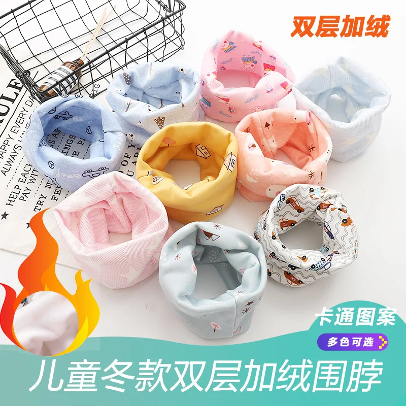 

Children's bib winter warm baby baby boys and girls children Plush thickened cotton scarf cover head and neck cover wholesale
