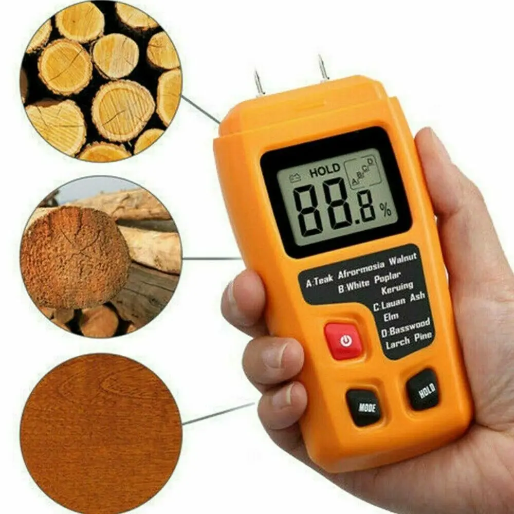 

EMT01 0-99.9% Two Pins Digital Wood Moisture Meter Wood Humidity Tester Hygrometer Timber Damp Detector Large LCD Display