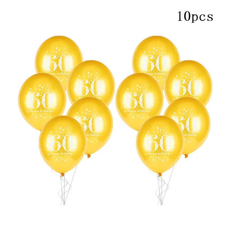 10pcs gold 60 30th 40th 50th латексный воздушный шар "Конфетти" С Днем Рождения украшения для взрослых 30 40 50 60 лет с днем рождения - Цвет: 10pcs gold 60