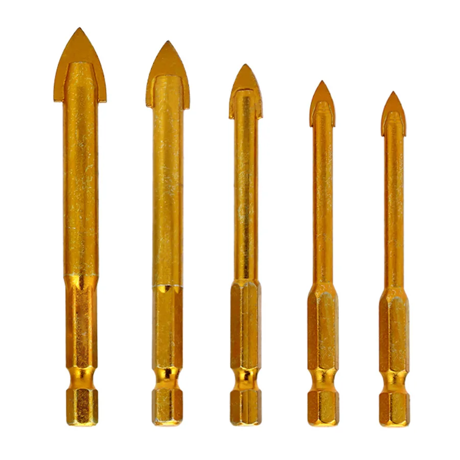 

Набор сверл стеклянных с титановым покрытием, 1/4 дюйма, шестигранный хвостовик 3/4/6/8/10 мм