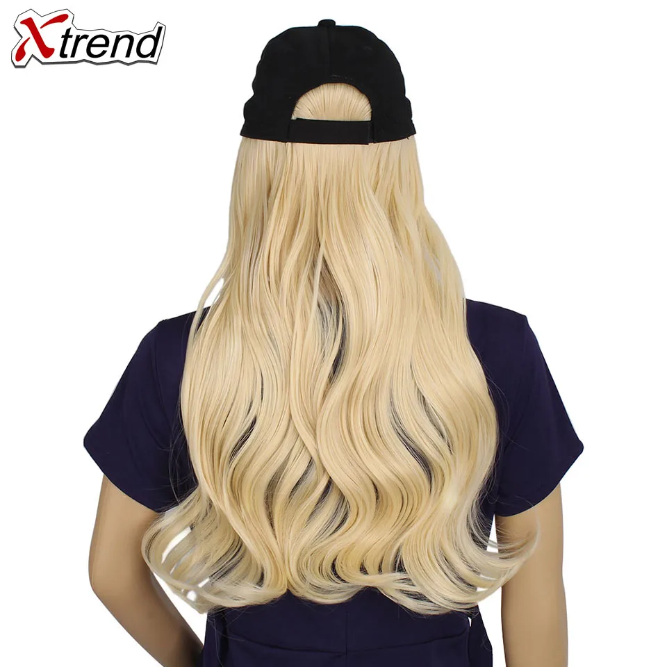 Xtrend Baseball Hat With Wavy Hair Extensions cap with hair for sassy sporty girl Long Synthetic extension