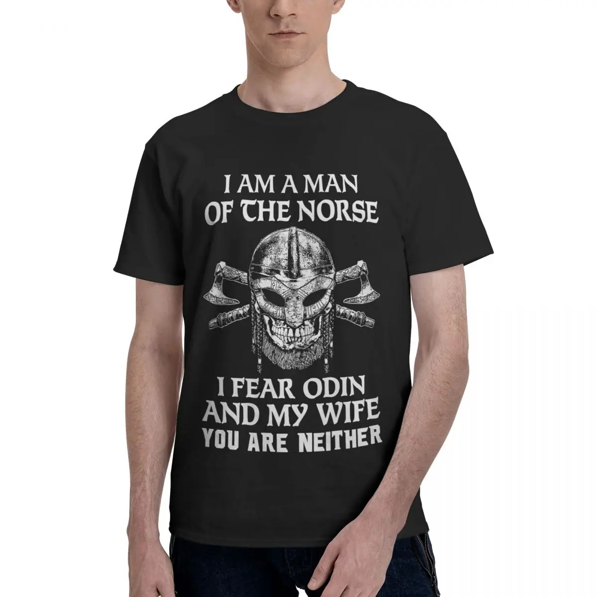 

Bearded Viking Skull Viking Tattoo Ragnar Viking Classic Men's Cool Short Sleeve O Neck 100% Cotton T-Shirt