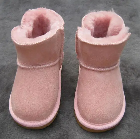 Baby Girls Snow Boots Winter Australia Warm Sheep Skin Leather Fur Baby Botas Waterproof Infant Boot Boys Bootie Shoes Non-slip - Цвет: C