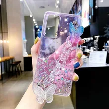 Glitter Case For OPPO A94 A74 A54 A53 A93 A5 A9 A31 2020 A7 A5S A12 A3S A12E A85 A83 Luxury Sequin Crystal butterfly Chain Case