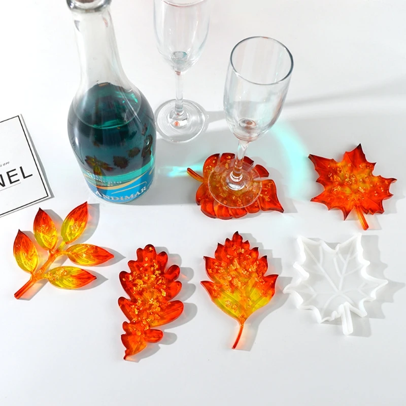 

Leaves Coaster Silicone Resin Mold Tropical Maple Leaf Resin Casting Mold for Casting with Resin Concrete DIY Art Crafts