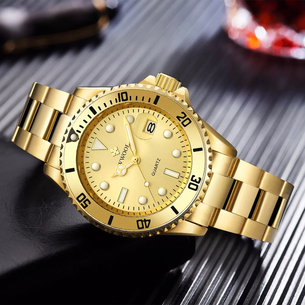 Мужские золотые часы Montre Homme WWOOR 2021 роскошные автоматические с датой мужские