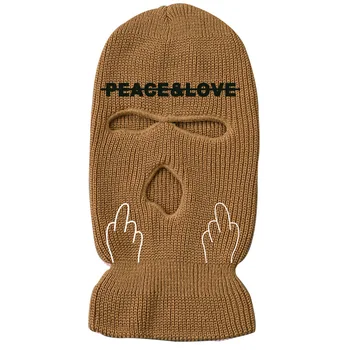 2021 New Winter Warm Ski Mask Hats 3-Hole Knit Full Face Cover Balaclava Hat Unisex Funny Party Embroidery Beanies Riding Caps skully hat men's