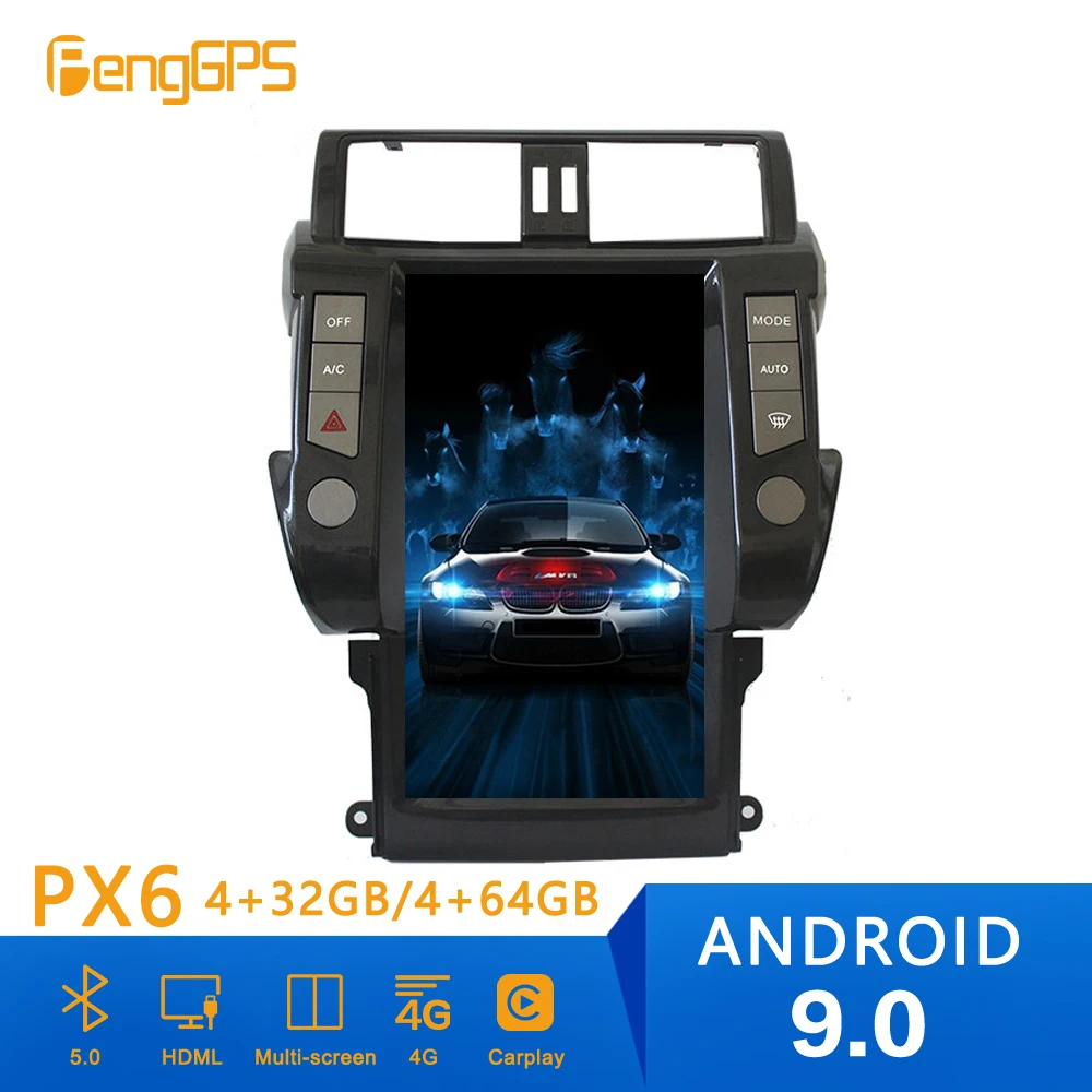 Автомобильный GPS навигатор в стиле Tesla Android 9 0 PX6 4 Гб ОЗУ для TOYOTA Land Cruiser Prado 150 2014 2017