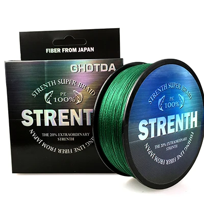 Green GHOTDA, PE плетеная леска, многофиламентная, 100 м, 4 нити, шнур для ловли карпа, для соленой воды, пресной воды - Цвет: Green