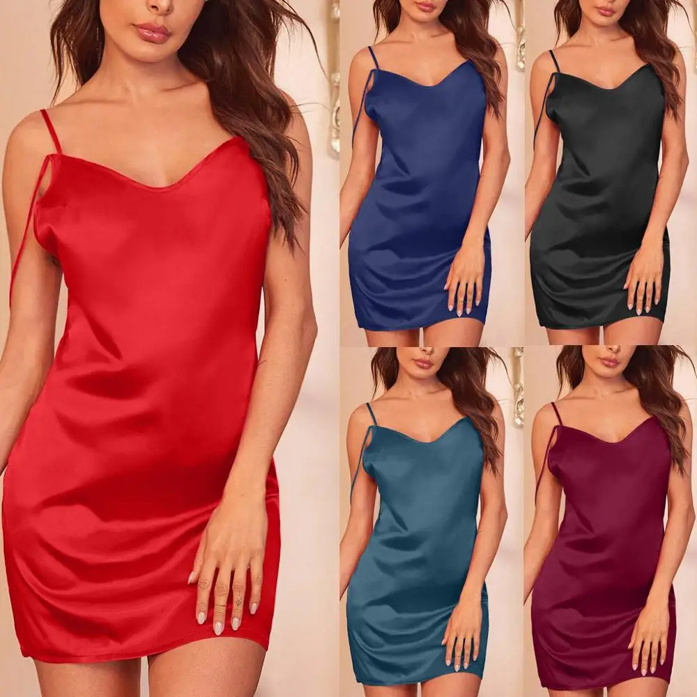 Ночная рубашка однотонное сексуальное женское нижнее белье атласное кимоно