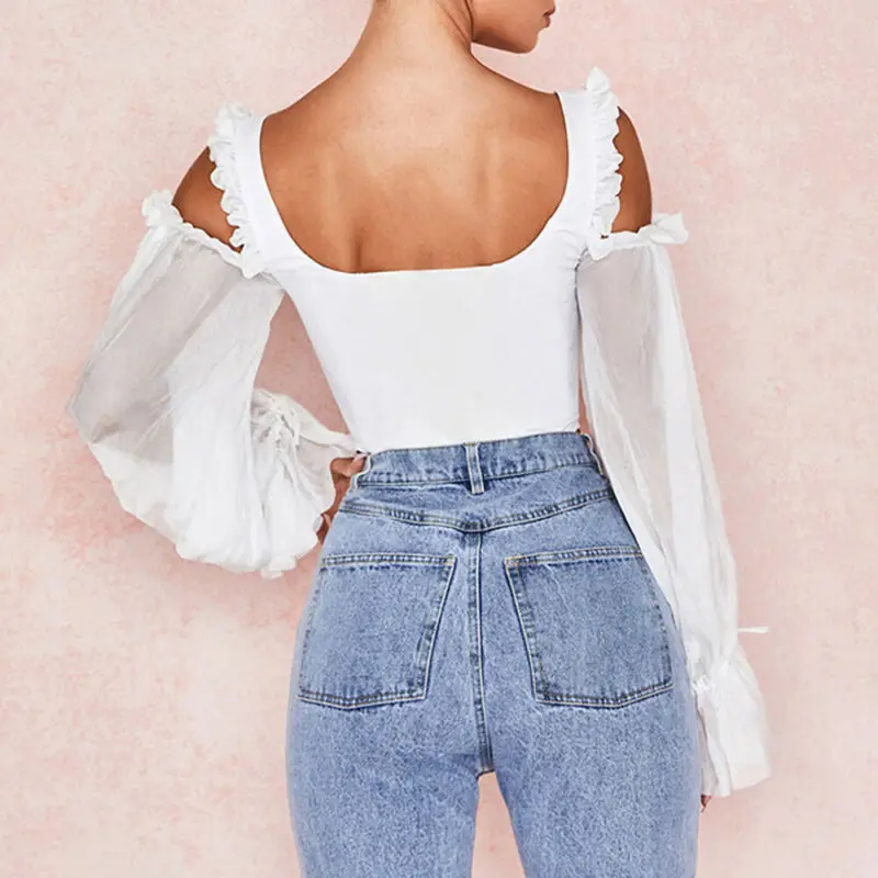 Модная осенняя и зимняя женская рубашка с глубоким вырезом однотонная Сетчатая