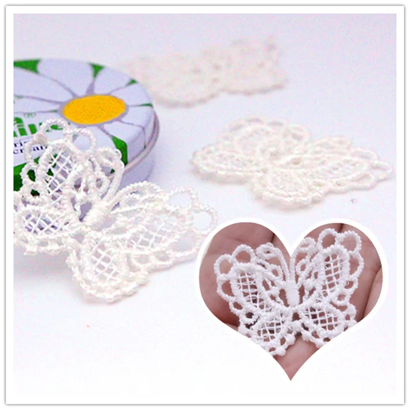 

10Pcs Butterfly Soluble Embroidery Lace Patches Cloth Stickers Clothes Wedding Dress Appliques Sew Patch Scrapbooking 3.8*2.8CM