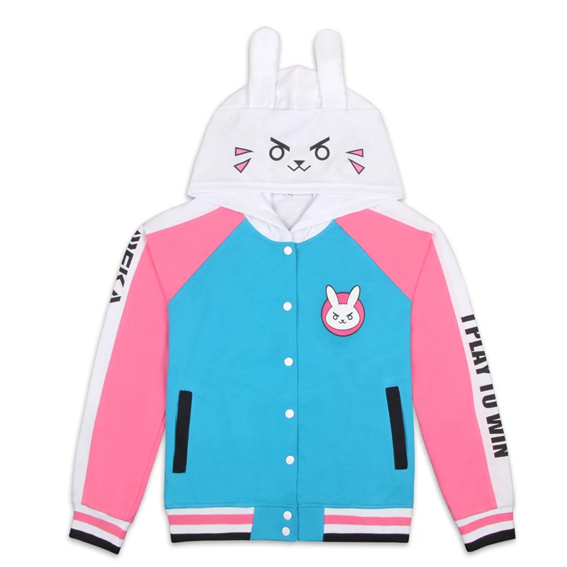 Толстовка OW D.va DVA осенне-зимняя толстовка с капюшоном на молнии кроличьими ушками