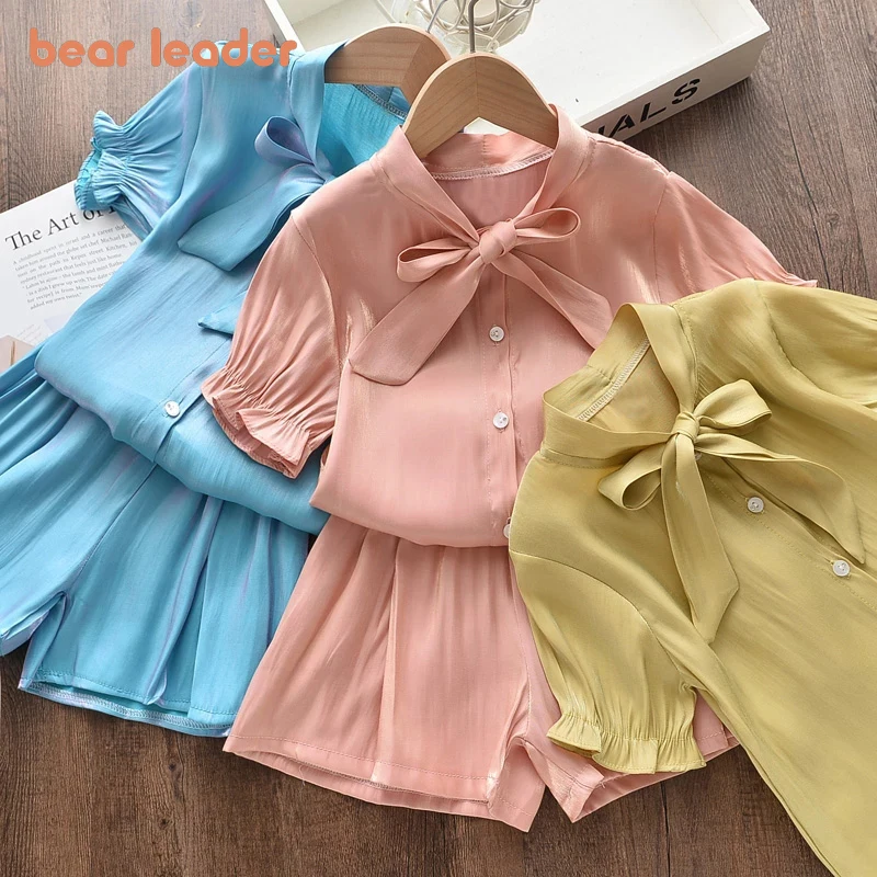 

Bear Leader/комплекты одежды для девочек летняя новая стильная брендовая одежда для маленьких девочек футболка с короткими рукавами + штаны, ком...